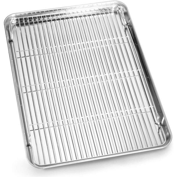 Deluxe Stainless Steel Baking Sheets Set of 2, Professional Grade