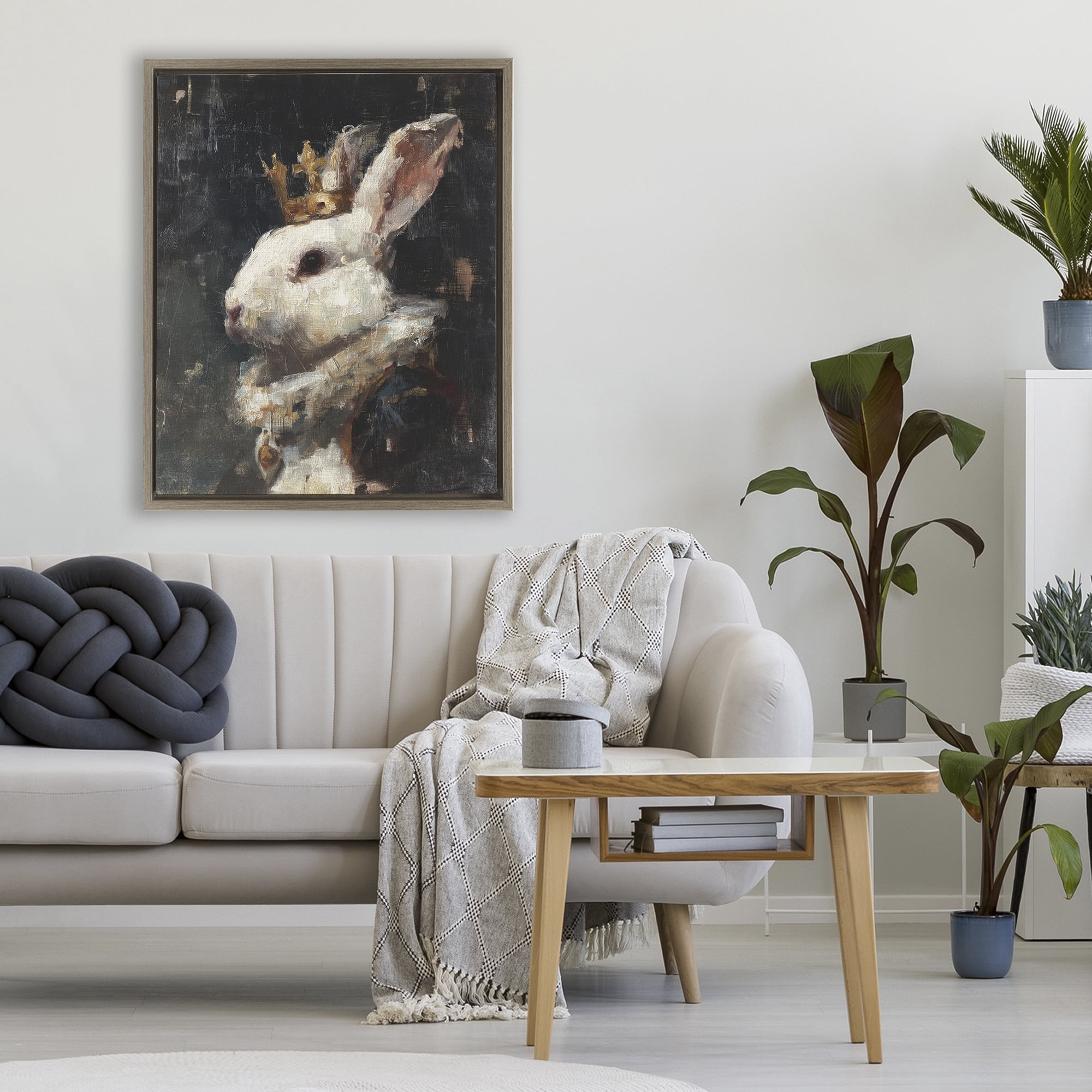 Stupell Industries Regal Monarch Rabbit Brown Framed Floater Canvas Wall Art, design by Svetlana Aleynikova