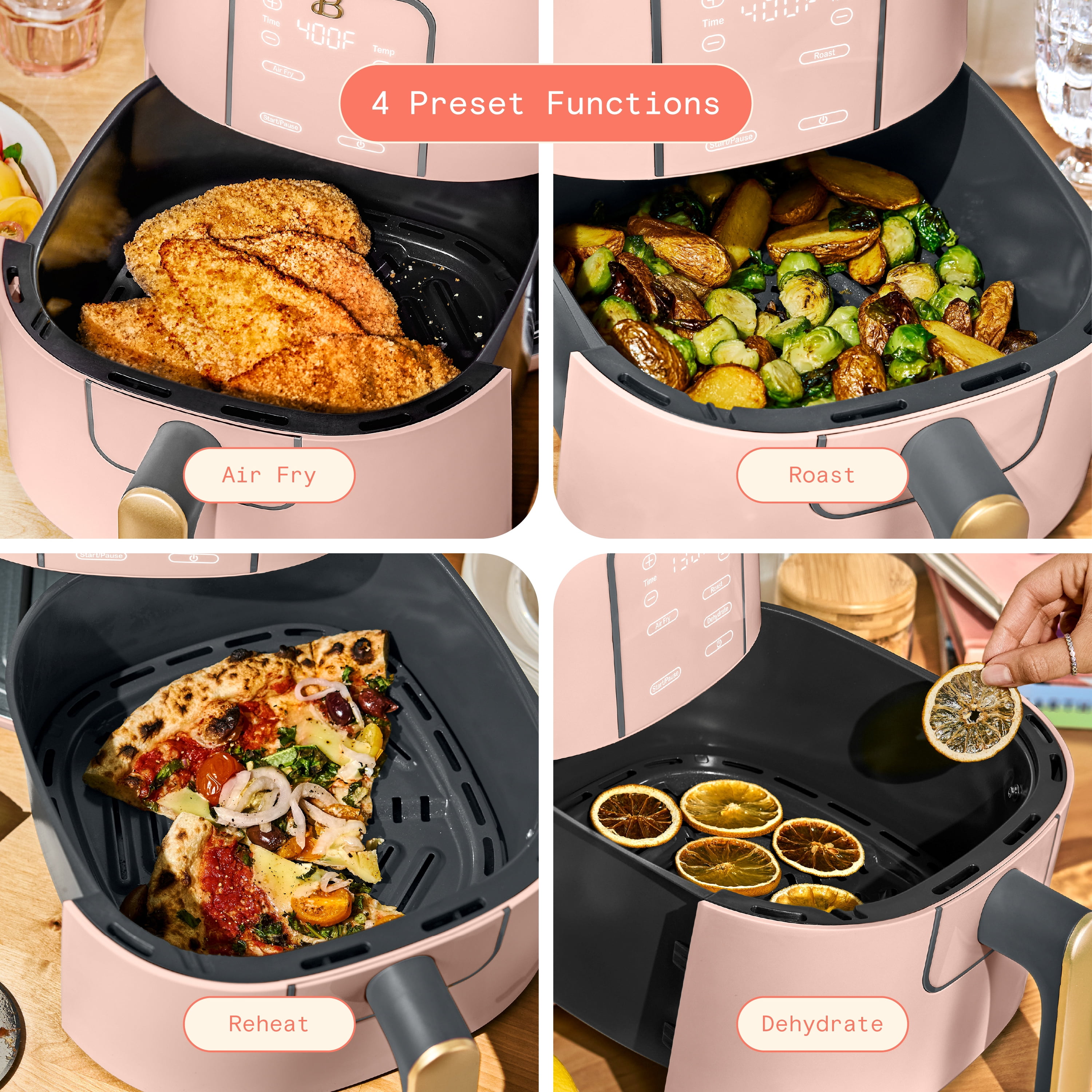Beautiful 6 Qt Air Fryer with TurboCrisp Technology, EverGood Ceramic Nonstick Coating, Rose by Drew Barrymore
