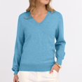 thumbnail image 2 of Loose Fit Pullover With V Neck Design Women's Long Sleeve Polyester Knit Sweater, 2 of 11