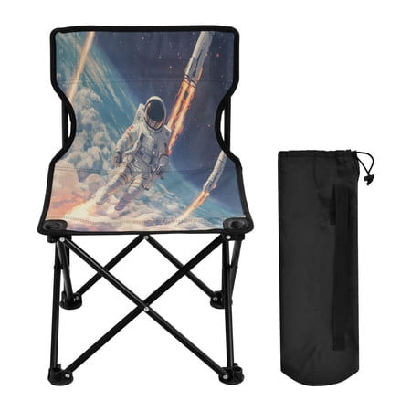 WOBOGO Astronauts Fly Into Space Camping Chair Convenient Four Corner Backrest Folding Stool Can Hold Up to 220lbs