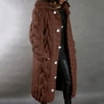thumbnail image 2 of Mrat Long Sleeve Hoodless Casual Outwear Jackets Long Sleeve Jacket Coat Ladies Long Sleeve Cable Knit Long Cardigan Open Front Button Sweater Outerwear Female Loose Outwear, 2 of 6
