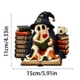 thumbnail image 3 of Decorative Figurine 2D Reading Ghost Themed Wooden Halloween Ornament for Indoor Home Desk and Bookshelf Fall Displays, 3 of 8