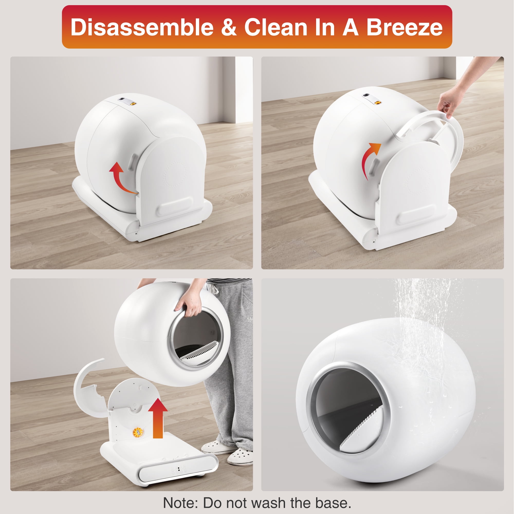 Self-Cleaning Cat Litter Box for Multiple Cats, Automatic 65 L Capacity with WiFi APP Control, Health Monitoring, Odor Control, Quiet Operation, Includes 2 Liner Rolls, Easy Setup