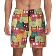 thumbnail image 2 of Goofa Cute Cartoon Cat Printed Men's Swim Trunks Board Shorts Quick Dry Mens Swimming Trunks with Compression Liner,Breathable Fit Hawaii Beach Shorts-, 2 of 9