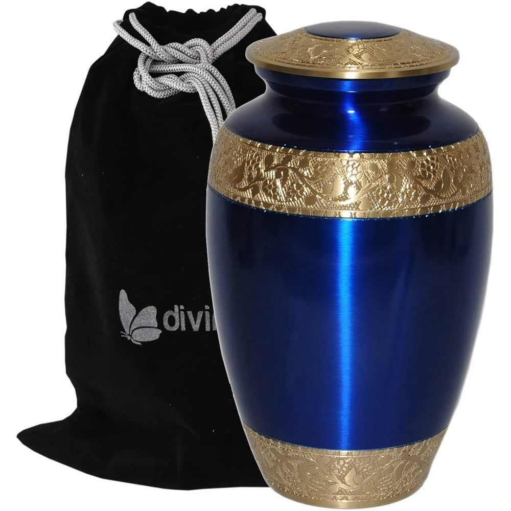Sapphire Blue Cremation Urn for Human Ashes Adult Funeral Urn