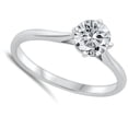 thumbnail image 4 of Round White Cubic Zirconia Solitaire Ring .925 Sterling Silver Band Jewelry Female Male Size 8, 4 of 4