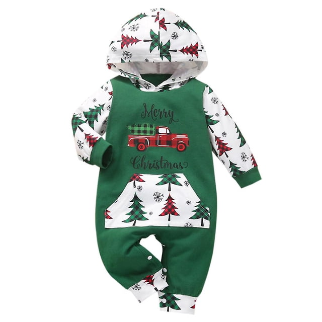 Bebé recién nacido Navidad Navidad con capucha mameluco mono ropa