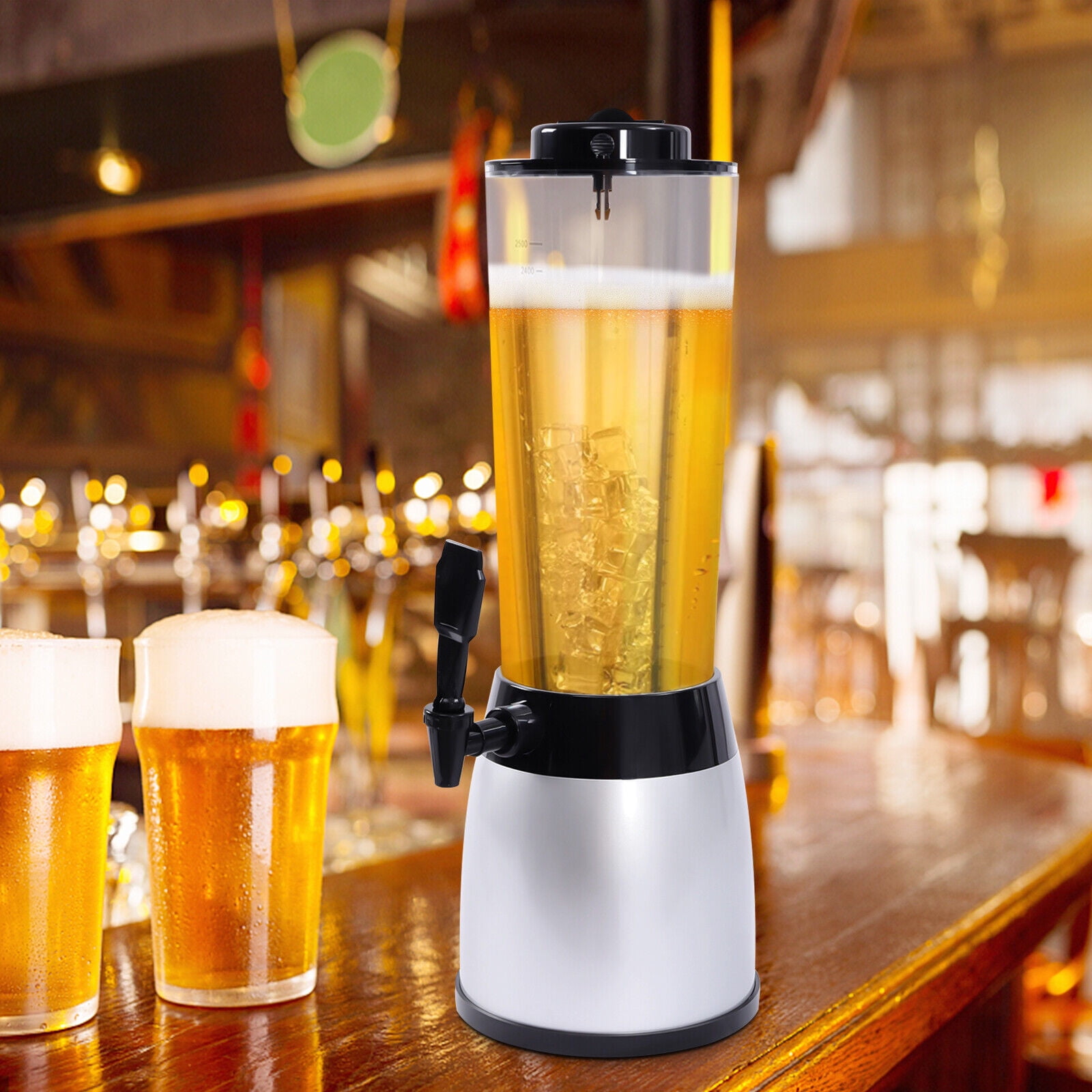 OUKANING 3L Beer Tower Dispenser Drink Container Wine Beer Milk Beverage  Tower Dispenser Tool w/3 Nozzle Bar Party
