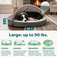 thumbnail image 3 of Round Orthopedic Dog Bed for Large Dogs, Egg Crate with a Solid Orthopedic Foam Base with Attached Blanket Hood and Removable Washable Cover, Large, Sherpa & Suede Snuggery, Gray, 3 of 4