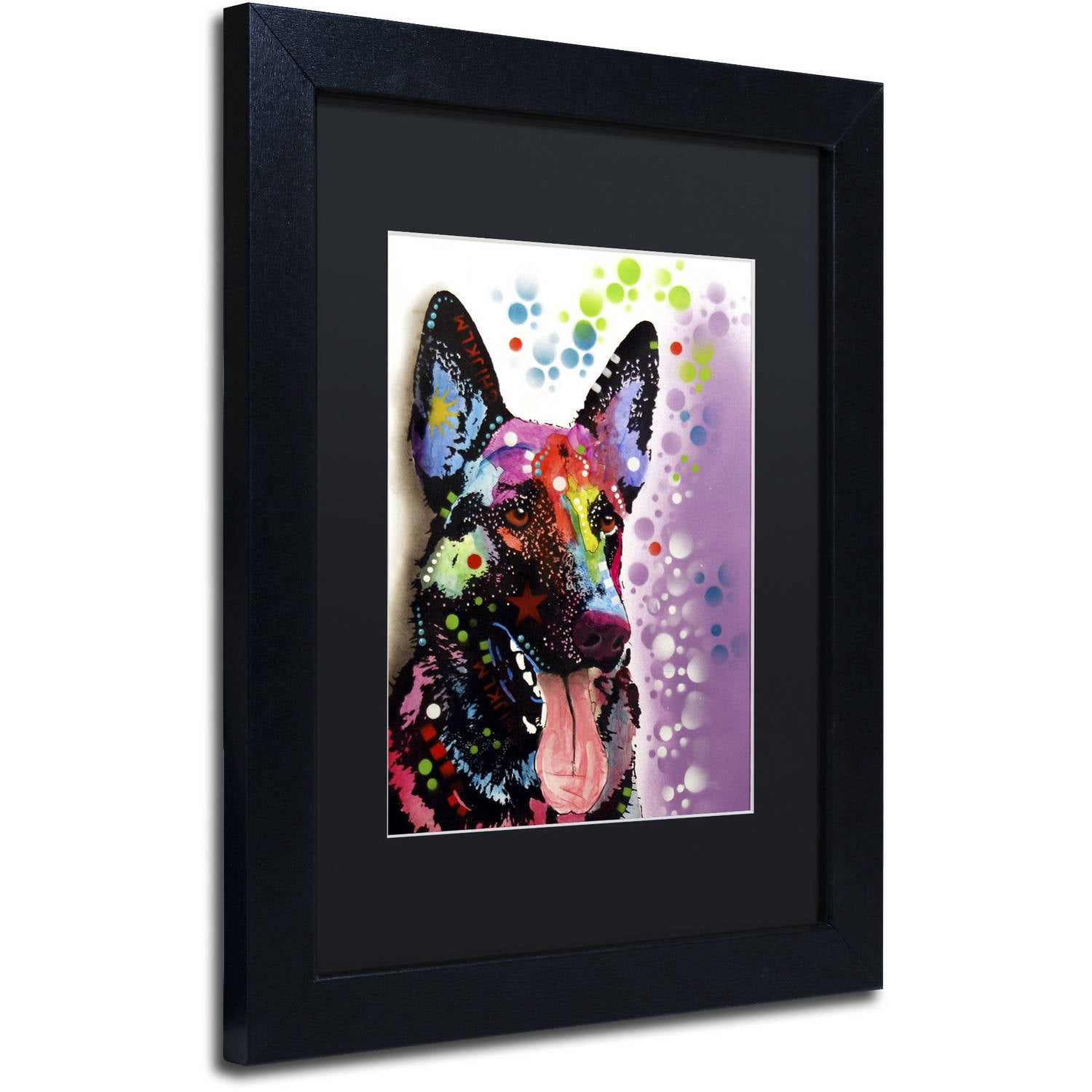 Trademark Fine Art "German Shepherd II" Canvas Art by Dean Russo, Black Matte, Black Frame