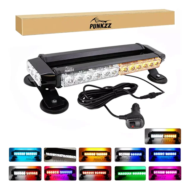 Barra Torreta Estrobo Codigo Leds Con Base Magnética 14 PuLG
