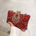 thumbnail image 4 of Women Rhinestone Handbag Celebrity Star Prom Cocktail Party Banquet Purse Slim Hollow Chain Rhinestone Evening Bag, 4 of 8
