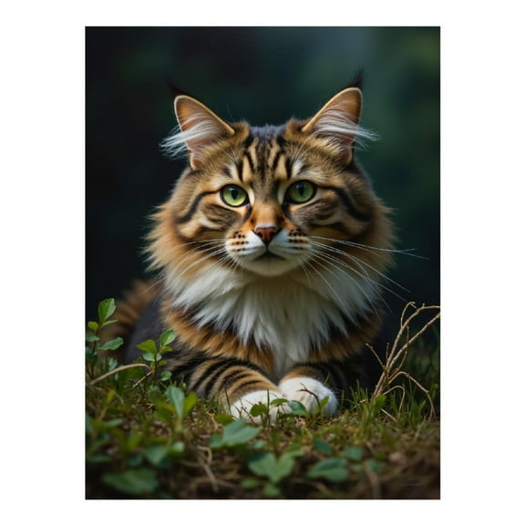 Diamond Art Kits for Adults, Maine Coon Cat Green Eyes Grass 5D Diamond Painting Kits for Adults Beginners, DIY Full Drill Diamond Painting, Gem Art and Crafts 12x16