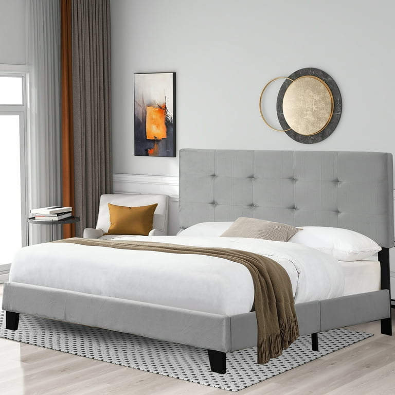 Addae tufted upholstered platform cheap bed
