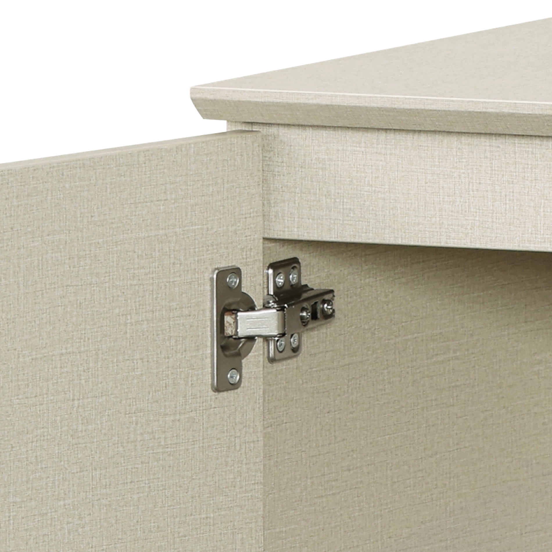 Sideboard Buffet Cabinet with 6 Compartments, 71" Wide, Beige Linen Printed Finish