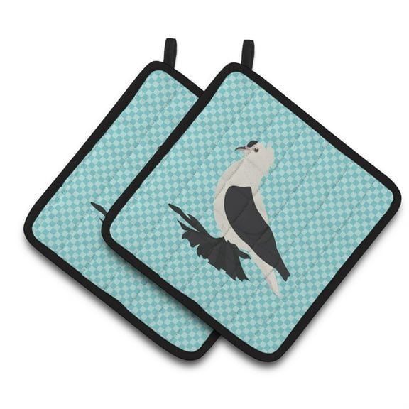 Caroline's Treasures Saxon Fairy Swallow Pigeon Blue Check Pair of Pot Holders