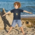 thumbnail image 3 of FORMRS Boys Rash Guard with Short Sleeves UPF 50+ Swim Shirts Sizes 3-12T, Cat Planet, 3 of 6