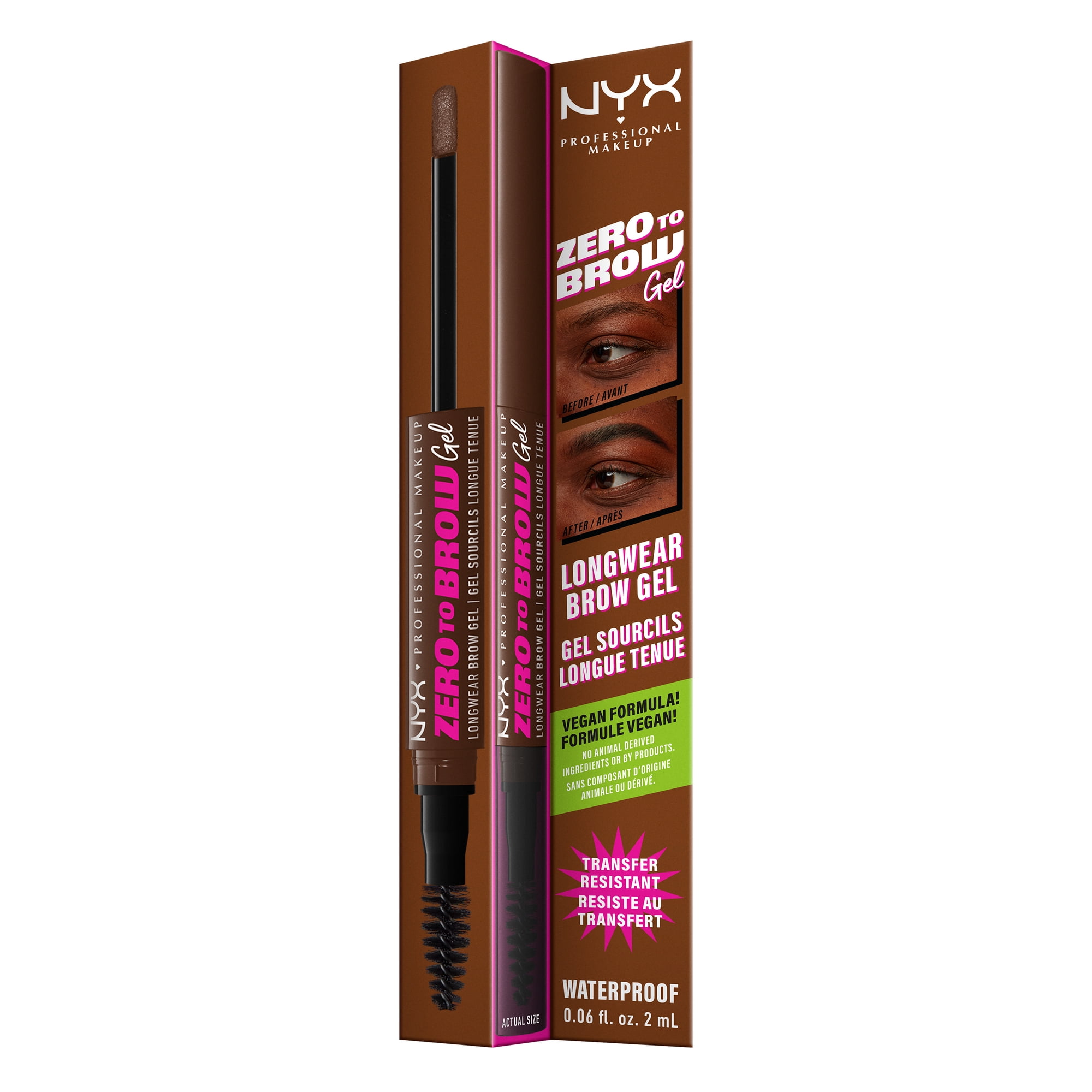 NYX Professional Makeup Zero to Brow Longwear Eyebrow Gel, Chocolate, 0.06 fl oz