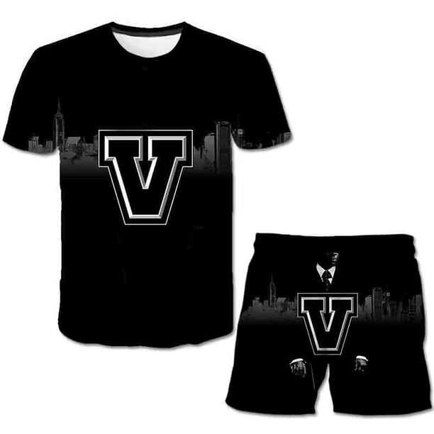 Juego de verano para niños GTA 5, ropa deportiva para bebés, niñas y niños, camisetas, conjunto de 2 piezas, ropa para niños de 1 a 14 años, 11T Gao Jinjia LED