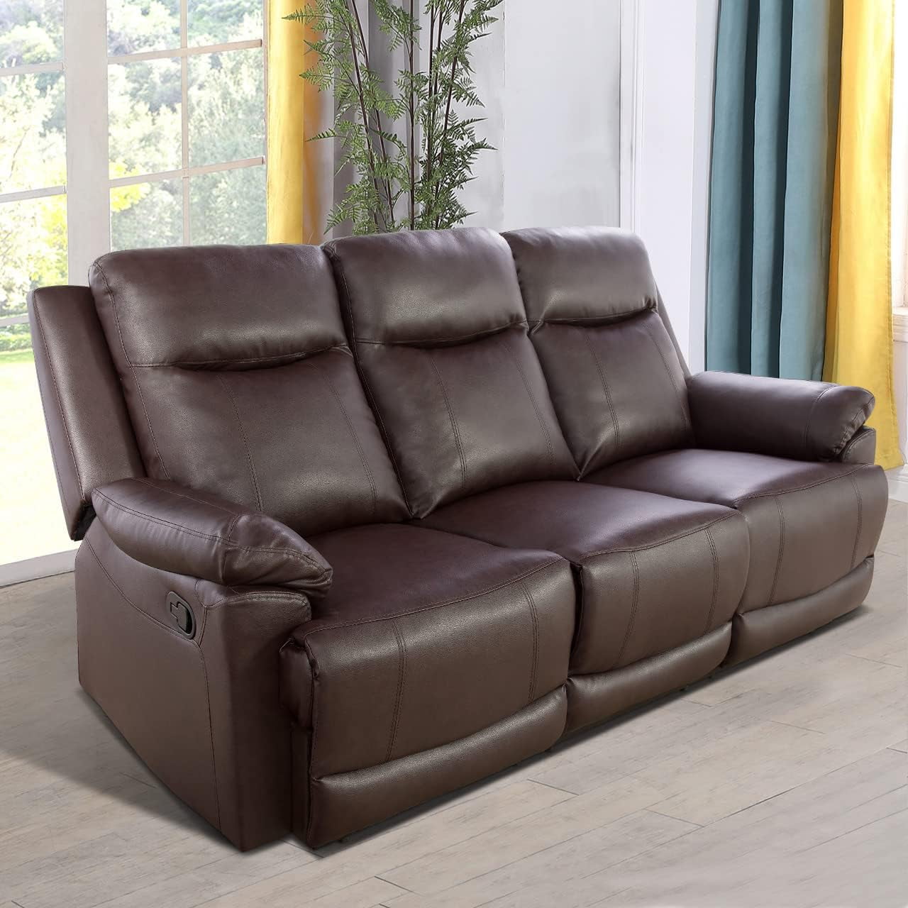 Manual Brown recliner Sofa 3 Seats