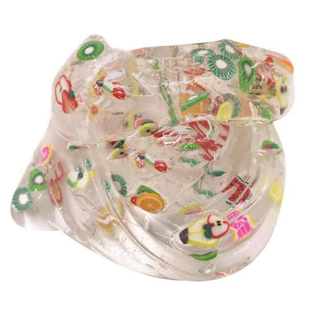 Flmtop Slime Transparent Tranché pour Salade de Fruits Boue Magique Jouet Anti-Stress