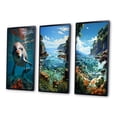 thumbnail image 3 of Designart "Dolphin peaceful Swim I" Animals Framed Wall Art Set Of 3 - Teal Dolphin Frame Canvas Set For Living Room Decor, 3 of 7
