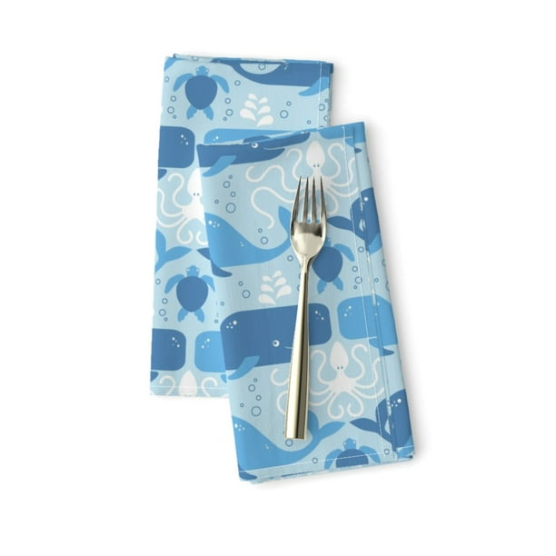 Marine Ocean Whale Turtle Octopus Sea Cotton Dinner Napkins By Roostery Set Of 2 Walmart Com Walmart Com