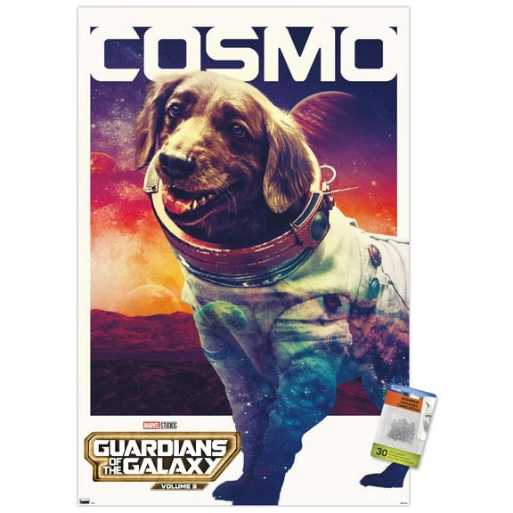Marvel Guardians of the Galaxy Vol. 3 - Cosmo One Sheet Wall Poster with Pushpins, 22.375" x 34"