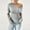 Grey, variant on SNKSDGM Casual Easter Shirt Womens Tops Dressy Casual Women's off Shoulder Tops Long Sleeve Asymmetrical Slim fit Going Out Fall Blouse Ruched Tight Shirts Womens Tops Summer Dressy Casual