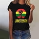 thumbnail image 2 of Tops de Manga Corta para las Mujeres de Ajuste Suelto, Día de la Independencia Negro Impreso, Cuello Redondo Suelto Superior, 2 of 4