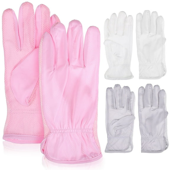 PTOOTP 3 Pairs Sun Protecting Gloves Touchscreen Compatible Lightweight Pink