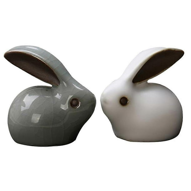 2pcs Decorative Zodiac Rabbit Tea Pets Ornaments for Home, Office, and Garden – Rabbit Models for Tea Table and Desk Use