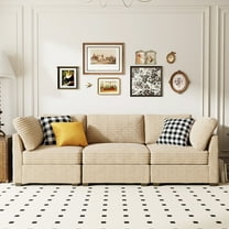 Ovios Oversized Modular Sectional Sofa Couch 98 Inch 3 Seater Sofa Modern Deep Seat Cloud Corduroy Couches for Living Room,Office, Beige