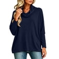 thumbnail image 3 of yillto Womens Cowl Neck Shirts Loose Long Sleeve Plain Blouses Fashion Dressy Work Tops Outfits, 3 of 6