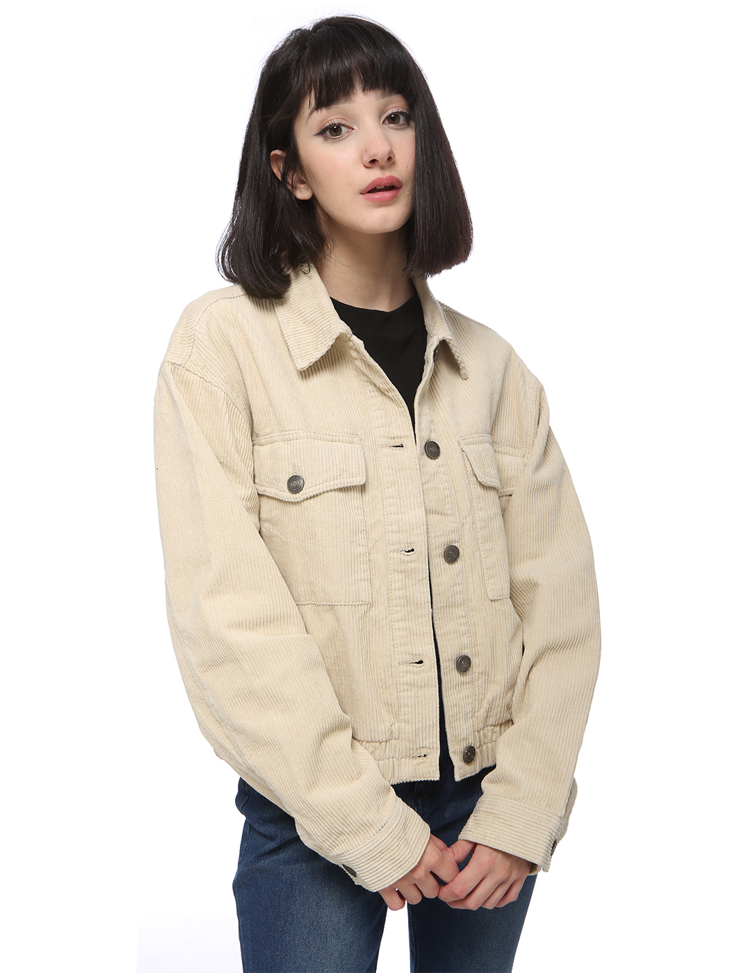 Teenage Women Vintage Pockets Button Down Corduroy Jacket Coat - Walmart.com