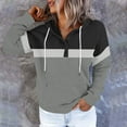thumbnail image 2 of Dagugfen Hoodies for Women Color Block Long Sleeve Button V Neck Drawstring Loose Casual Pullover Sweatshirts, 2 of 6