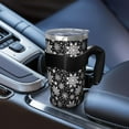 thumbnail image 5 of 40oz Tumbler,Black Christmas Snowflake Pattern Insulated Tumblers with Removable Handle,Stainless Steel Double Vacuum Coffee Tumbler Cup with Straw for Home,Office,Travel,Party, 5 of 5