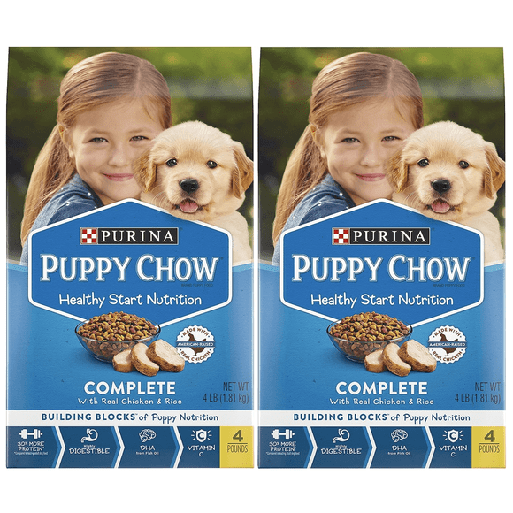 Purina Puppy Chow Dry Puppy Food; Complete with Real Chicken, 4 LB (Pack of 2)