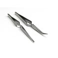 thumbnail image 3 of Cross Lock Tweezer Set 100mm Short Self Closing Holding Bent Straight Tweezers, 3 of 4