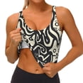 thumbnail image 3 of Balery Abstract Cat Faces Pattern Sujetadores deportivos con espalda cruzada para mujer, acolchados, sin costuras, de alto impacto, ideales para yoga, gimnasio, entrenamiento y fitness.-X-Large, 3 of 8