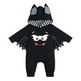 thumbnail image 3 of FAOWME Infant Halloween Boys Girls Hooded Romper Long Sleeve Cartoon Print Stylish Comfortable Bat Jumpsuits For Party Black 18-24 Months, 3 of 9
