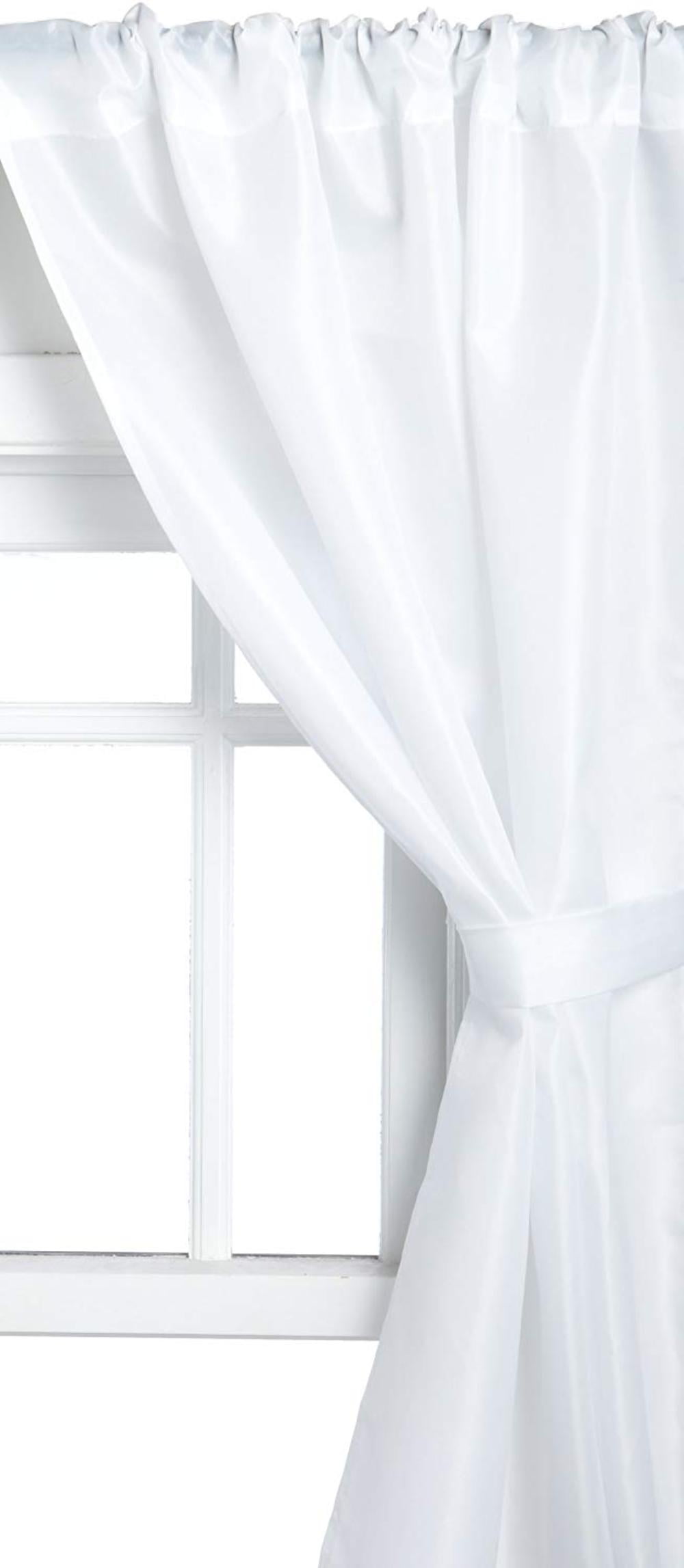 2 Panels with Tie Backs Carnation Home Fashions Vinyl Bathroom Window Curtain 