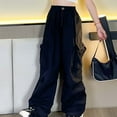 thumbnail image 6 of Girl's Casual Elastic Waist Cargo Pants Multi Pockets Lightweight Cotton Solid Color Streetwear School 7-14 Years, 6 of 9