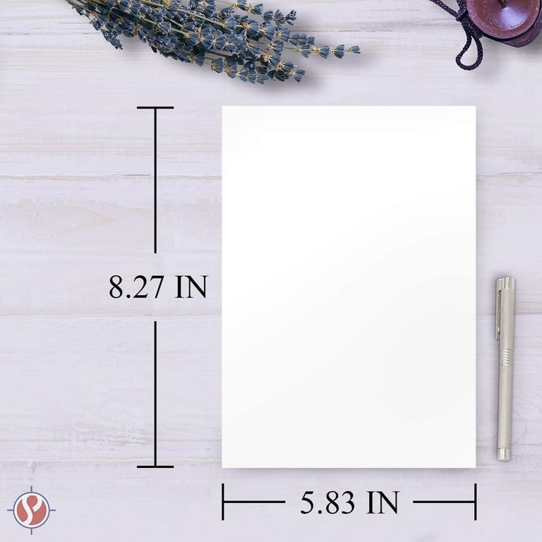 A5 Premium White Cardstock | For Copy, Printing, Writing | 5.83 x 8.27  inches (148 x 210 mm - Half of A4) | Full ream of 100 Sheets | 80lb