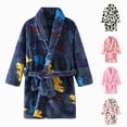 thumbnail image 4 of Gibobby Boys Girls Soft Coral Fleece Bathrobe,Warm Hooded Sleep Robe with Waist Belt,Cute Cartoon Design,for Toddlers Children 2-11Y,Daily Lounge Wear Kids Pajamas,Blue,Size 5-6T, 4 of 9