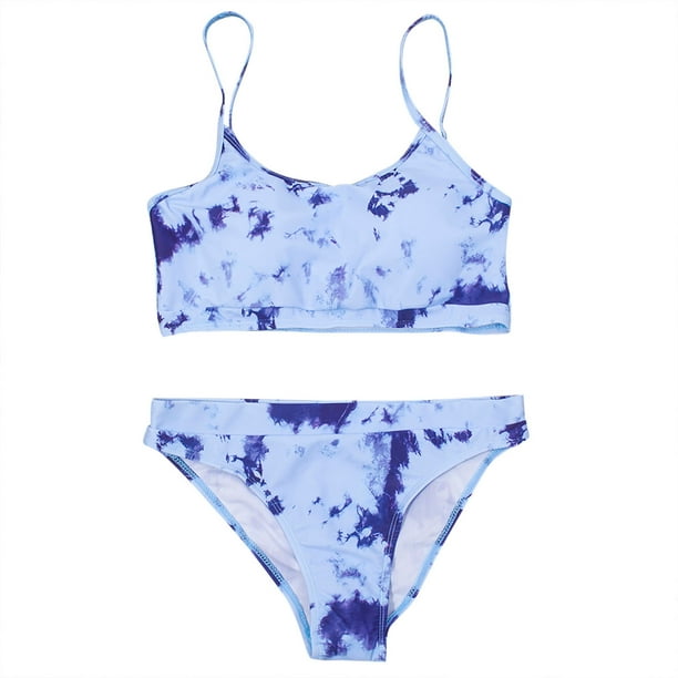 Traje De Baño Para Niñas Traje De Baño Para Niños Pequeños Sling Butterfly Tie-Dye Print Beach Cute Bikini Suit Blue Odeerbi LM103-3479