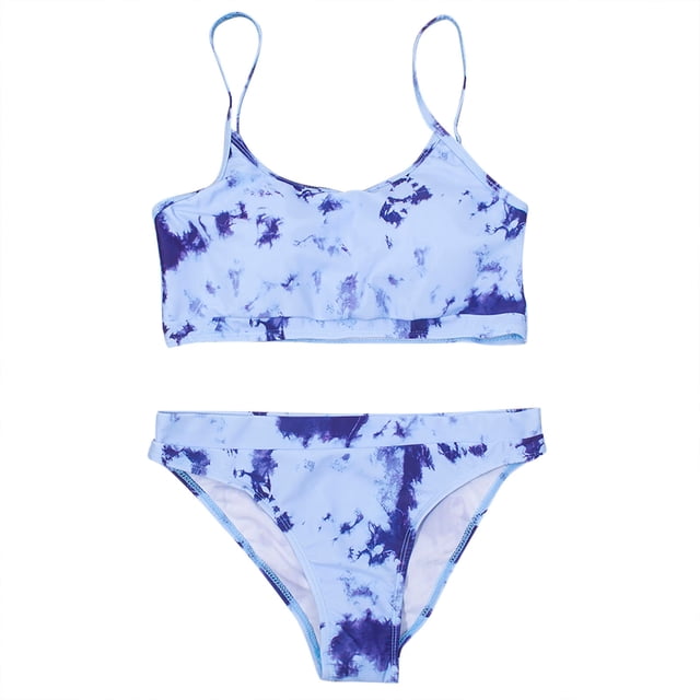 Traje De Baño Para Niñas Traje De Baño Para Niños Pequeños Sling Butterfly Tie-Dye Print Beach Cute Bikini Suit Blue Odeerbi LM103-3478
