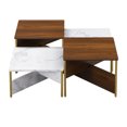 thumbnail image 5 of Euroco Modern Nesting Coffee Tables Set of 4 -Mid Century Modern Square Living Room Table, Free Adjustable Shape,Versatile and Stylish Accent Furniture for Your Living Room White & Walnut Color, 5 of 6