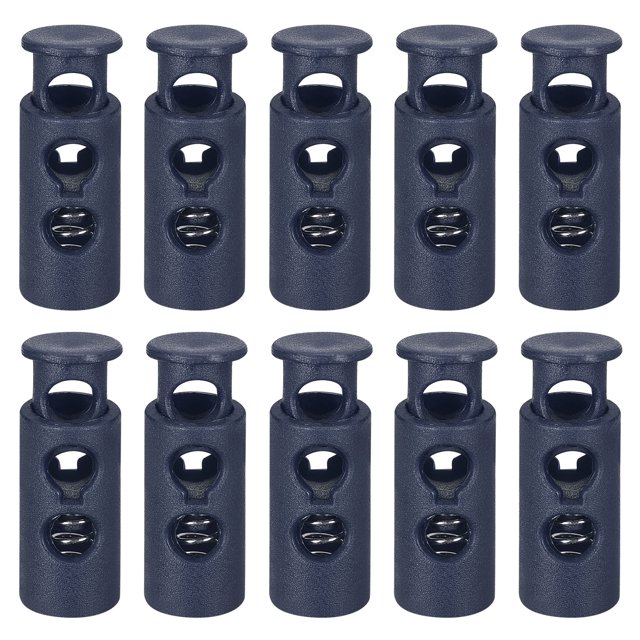 Unique Bargains 30Pack 4mm Cord Lock Plastic Double Hole Spring Toggle Stoppers, Navy Blue